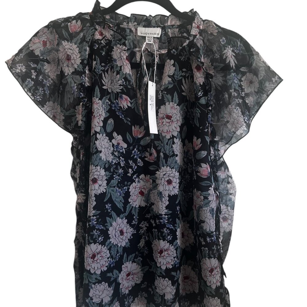 Lucy Paris Sheer Flower print top